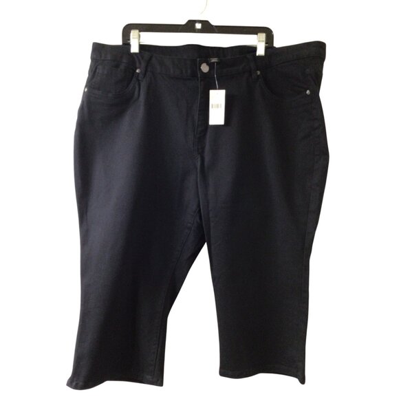 NWT Lane Bryant Jeans Women’s 24 Black Cropped Pedal Pushers Capri Crop Denim - Picture 1 of 10